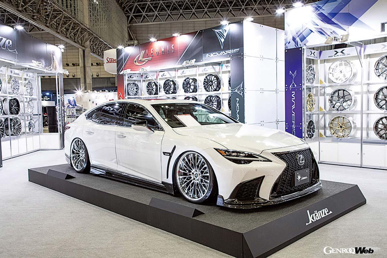 エイムゲインのエアロ（純VIP EXE）をまとうレクサスLS500に、シュリットという新作ホイールを装着。