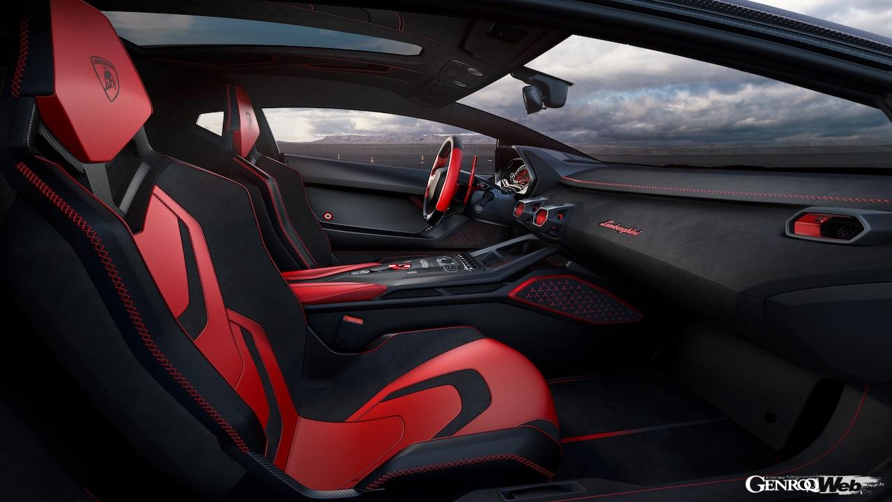 ランボルギーニ伝統のV12自然吸気モデルの最後を飾るワンオフモデル「インベンシブレ」のインテリア。
