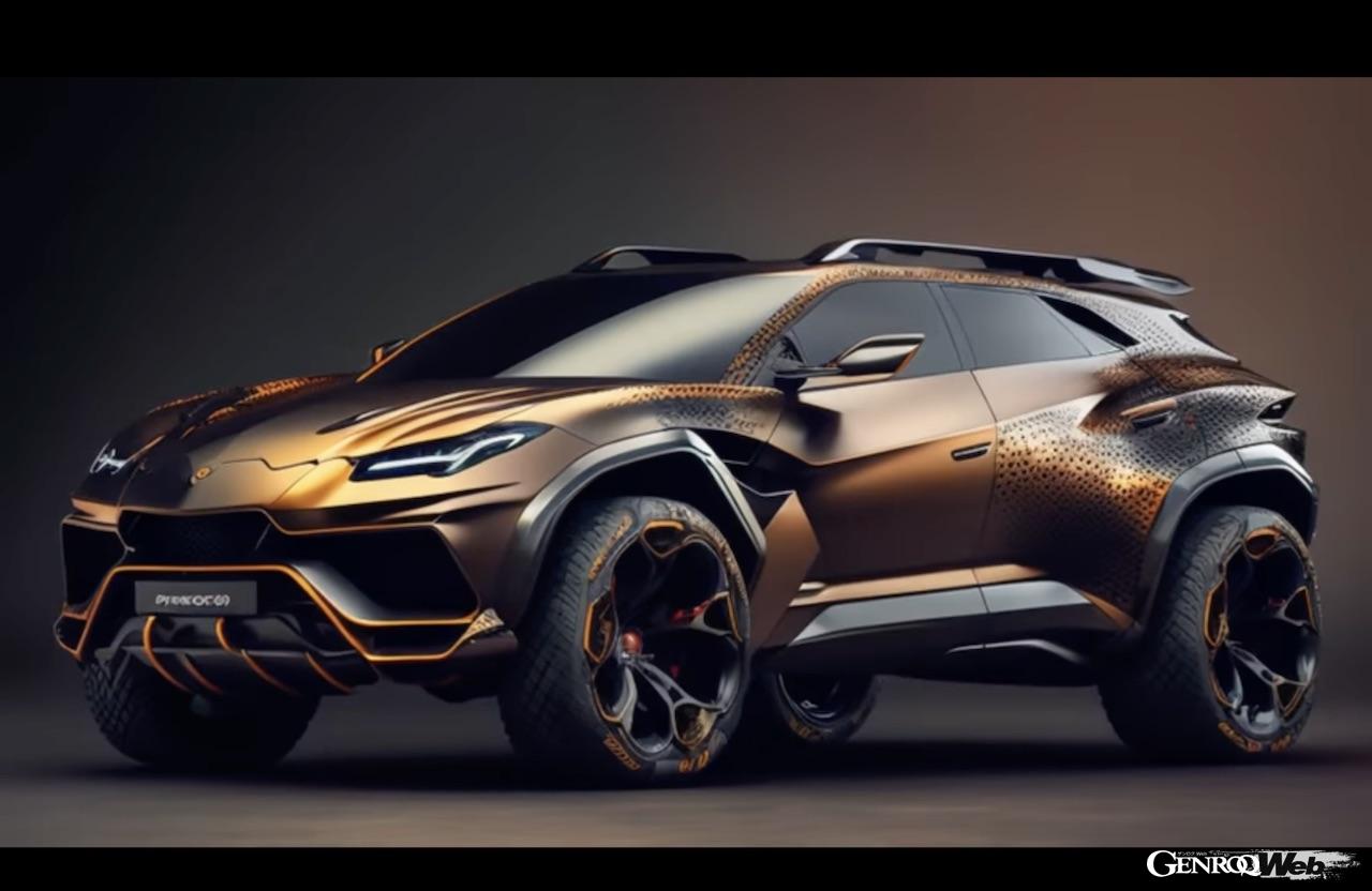 「マクラーレンがデザインしたSUV」という文字情報から、AIが生成したイラスト。フランク・ステファンソンは、AIがどのような影響をデザインの世界に及ぼすのか、動画内で考察している。