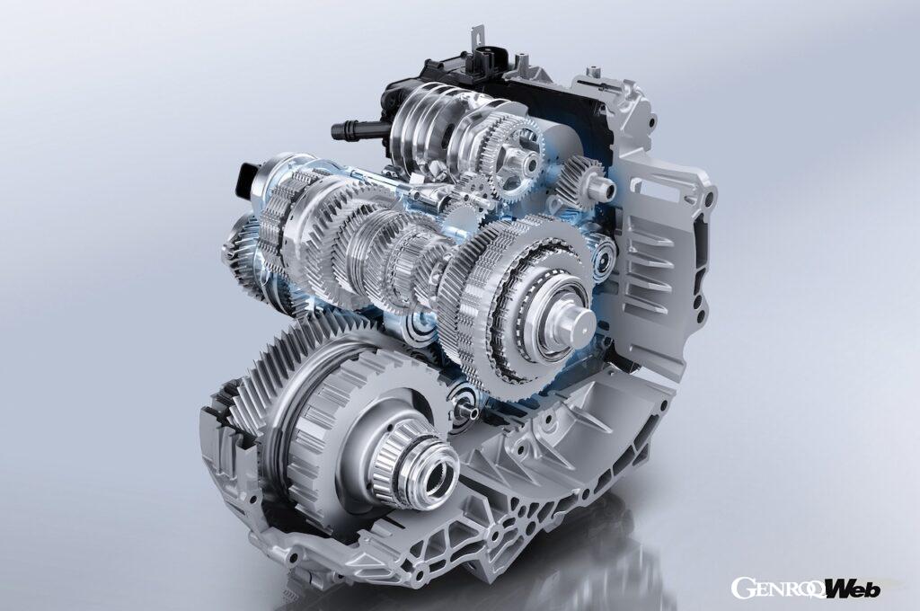 6速デュアルクラッチ電動ギアボックスに組み込まれた電動モーター。このハイブリッド・システムにより、市街地走行の50％を電動走行でカバーすることが可能になった。
