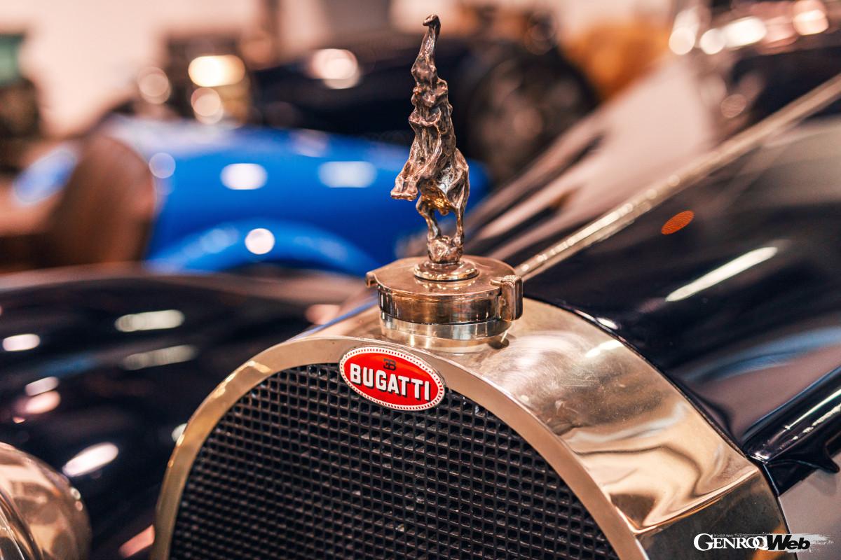 ブガッティ・マカロンエンブレムの上に佇むダンシングエレファント。これもアートだ。