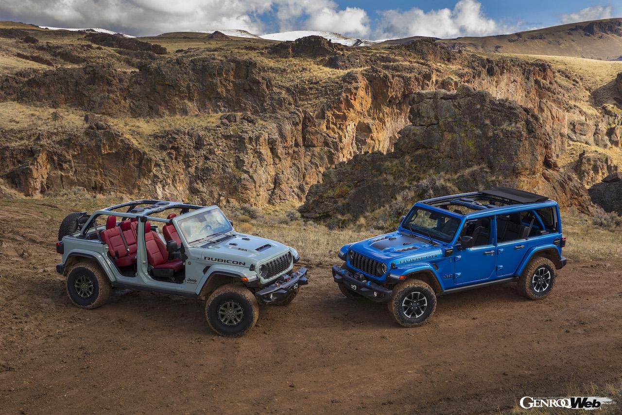 エクステリアや装備をアップデートし、ウォーン製ウィンチの採用など、オフロード性能も向上させた「ジープ ラングラー」2024年モデル。