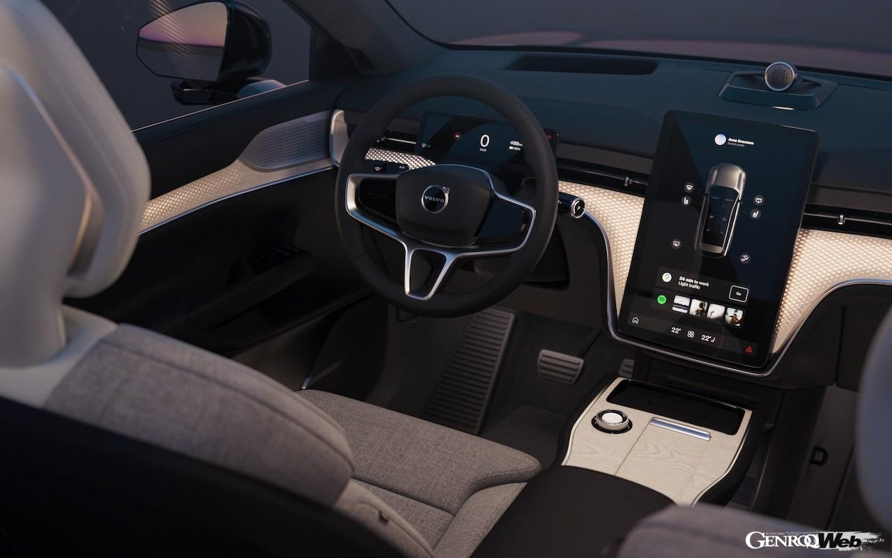 自然光のような光が降り注ぐボルボ EX90のインテリア。