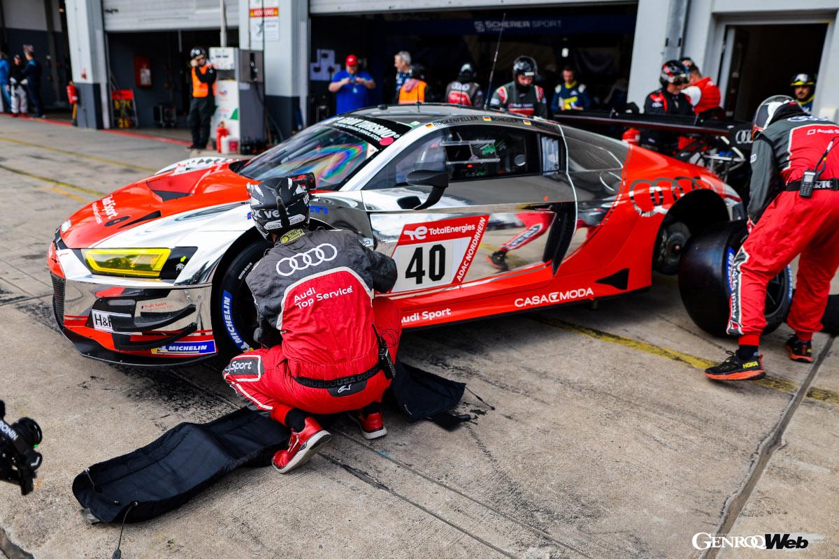 2台のニューマシン「ポルシェ 911 GT3 R」「フェラーリ 296 GT3」以外にも、今年40周年を迎えたアウディスポーツGmbHが、投入する＃40アウディR8 LMS GT3 EvoIIも見逃せない。