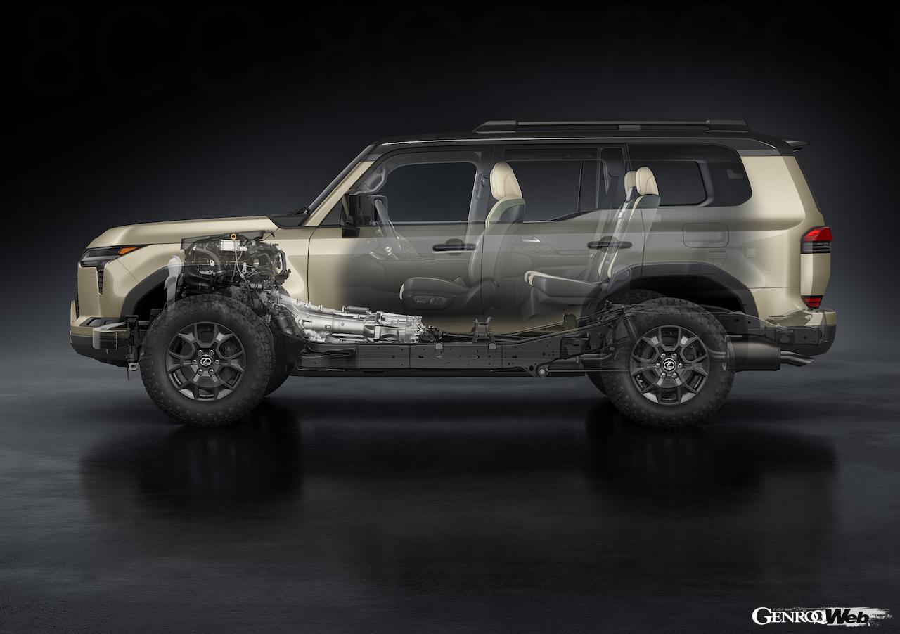 3代目に進化したラグジュアリーオフローダー新型「レクサス GX」に搭載される、3.5リッターV型6気筒「V35A-FTS」ツインターボ。