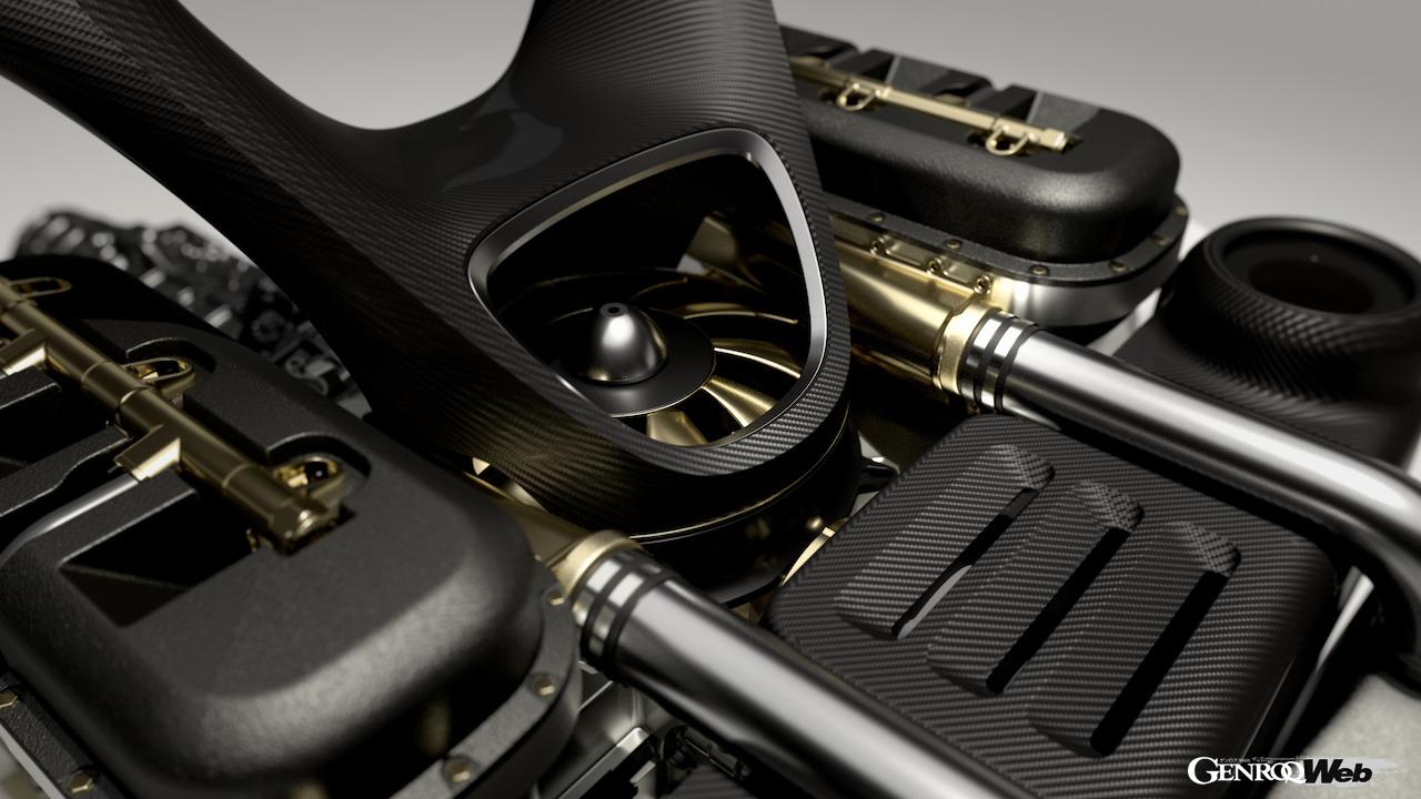 「ポルシェ 911 リイマジネイテッド by シンガー DLS ターボ」に搭載される3.8リッター水平対向6気筒ターボエンジン。