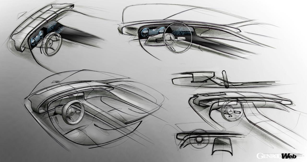 新型「メルセデス・ベンツ Eクラス エステート」のデザインスケッチ。