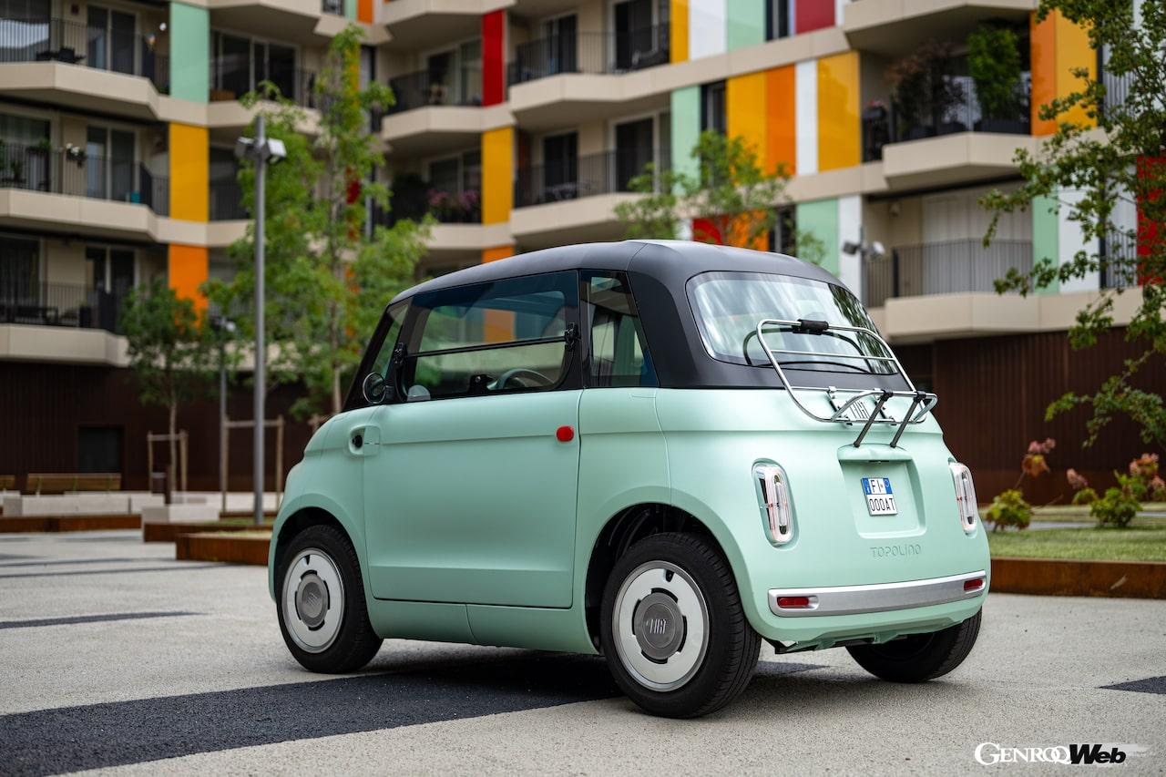 航続距離75kmが確保された都市型マイクロEV「フィアット トッポリーノ」のエクステリア。