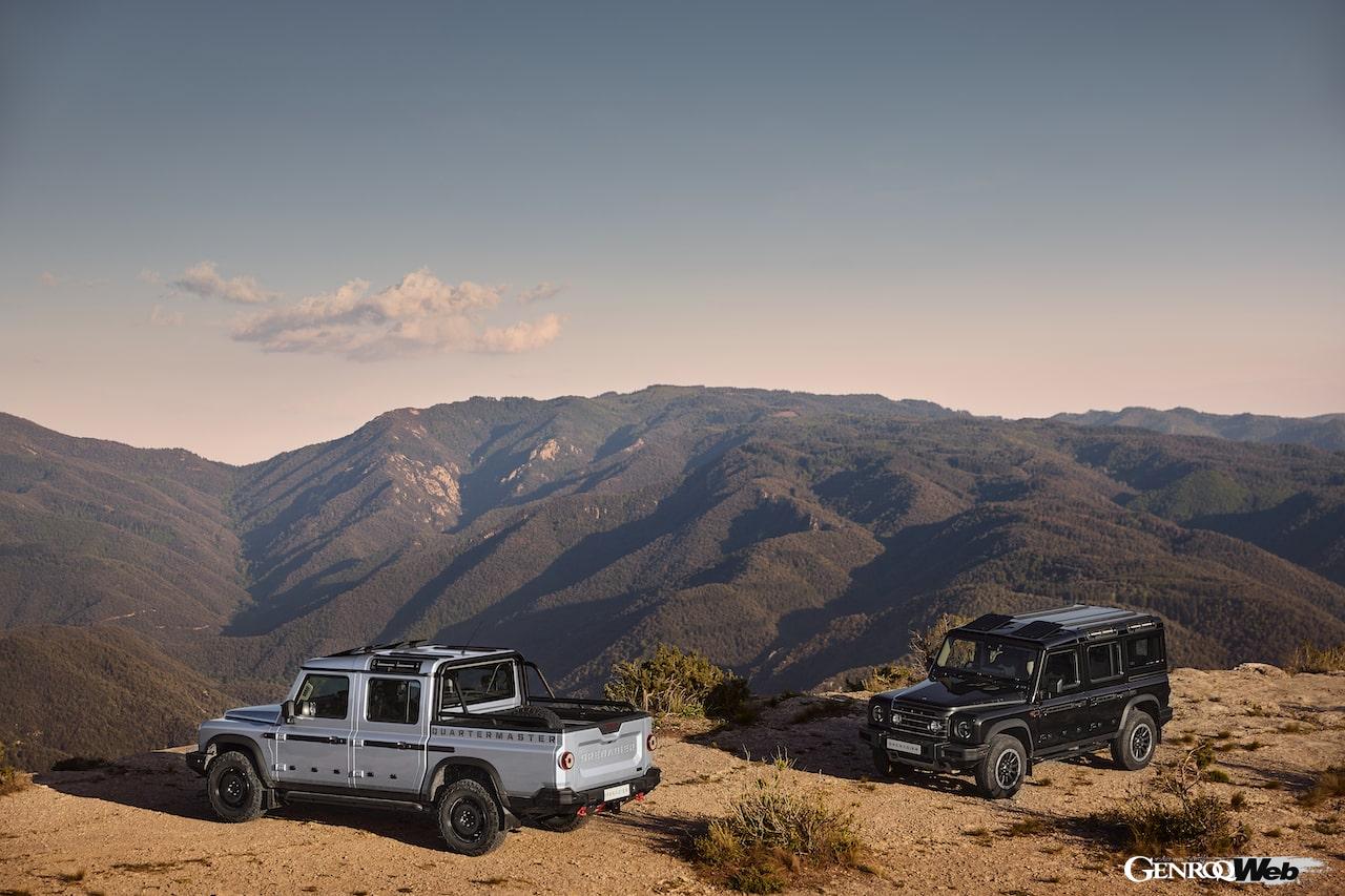 ダブルキャプピックアップ「イネオス グレナディア クォーターマスター」のエクステリア。