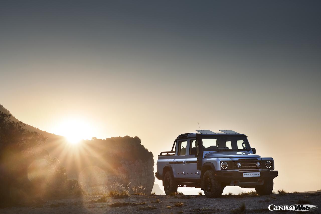 ダブルキャプピックアップ「イネオス グレナディア クォーターマスター」のエクステリア。