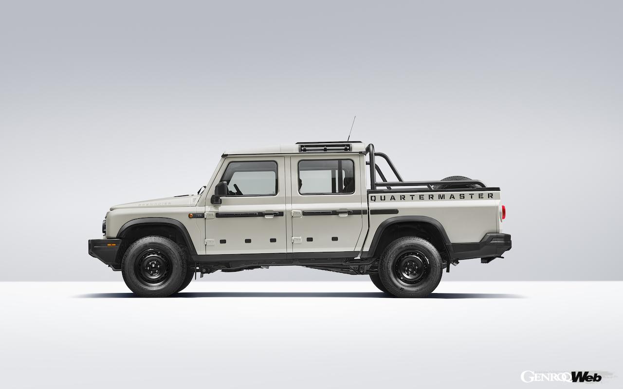 ダブルキャプピックアップ「イネオス グレナディア クォーターマスター」のエクステリア。