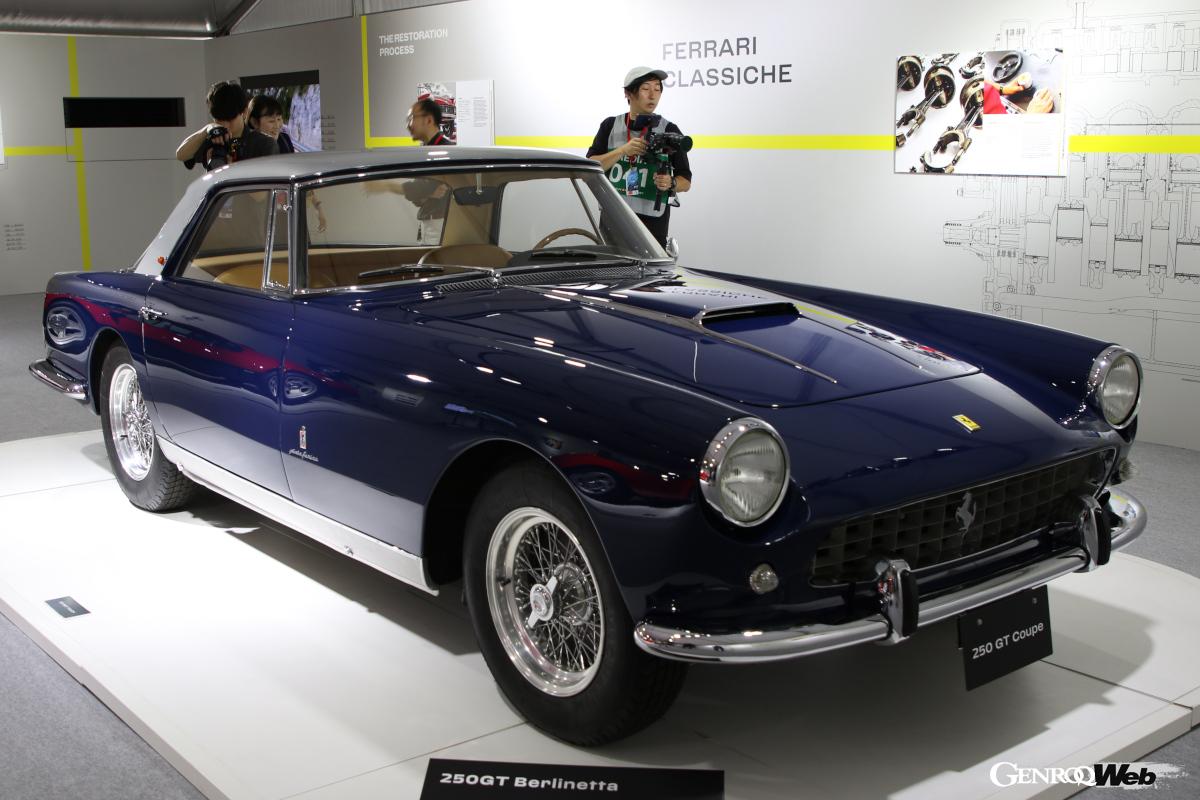 フェラーリ・クラシケの認定を受けた「365 GTB4」、「250GT ベルリネッタ」、「512 BBi」の3台を展示。