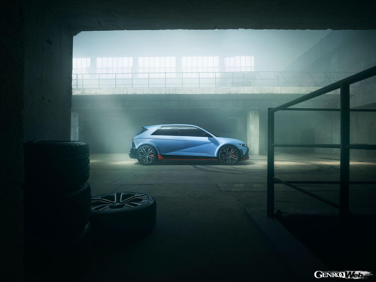 ヒョンデが展開するNブランド初のフル電動パフォーマンスハッチ「アイオニック 5 N」のエクステリア。