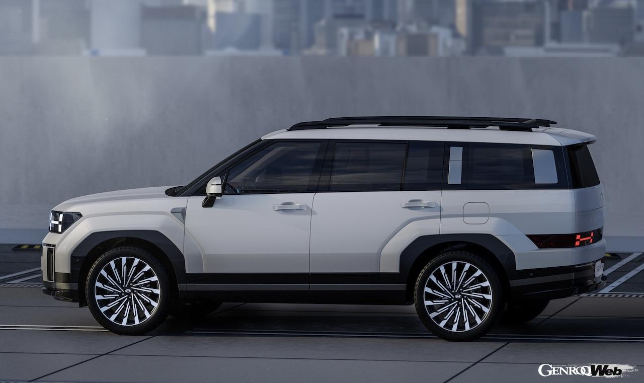 ヒョンデの新型ミドルサイズSUV「サンタフェ」のボクシーなエクステリア。