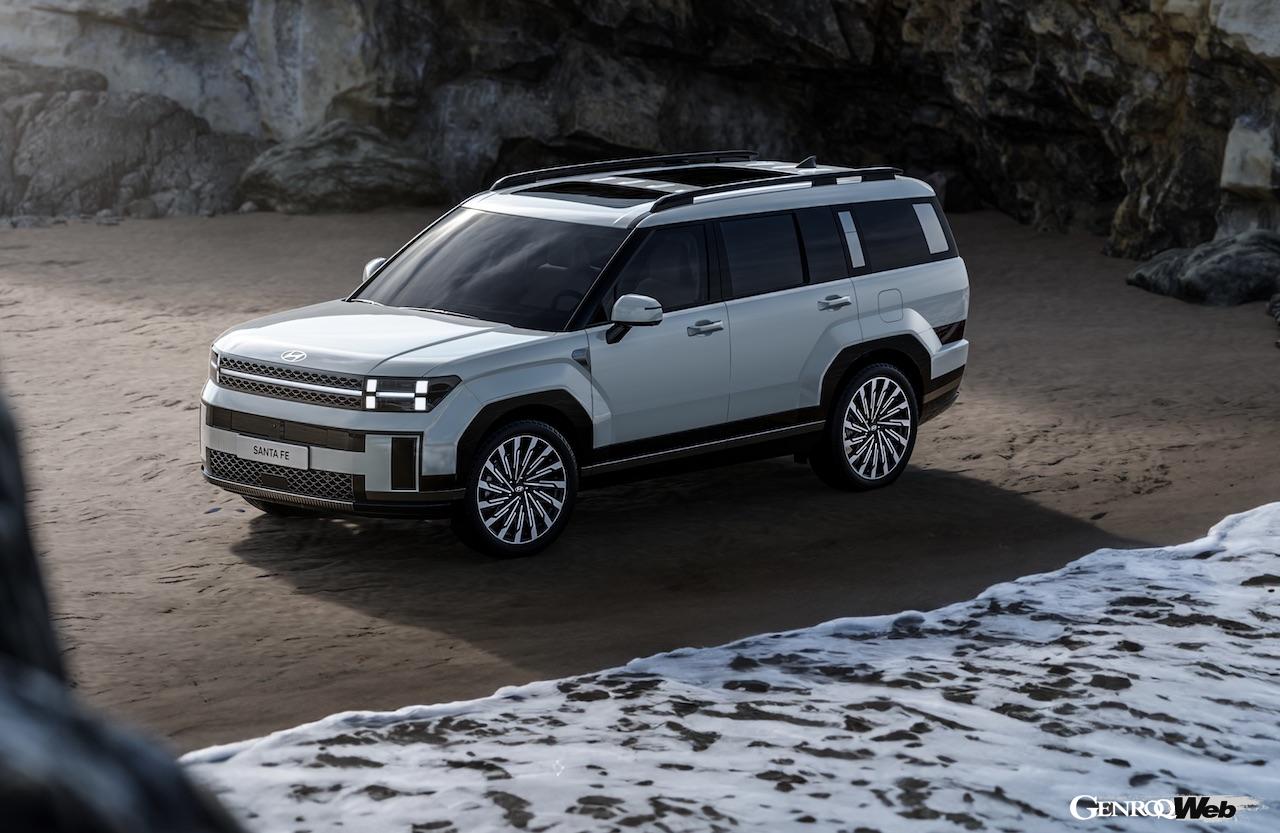 ヒョンデの新型ミドルサイズSUV「サンタフェ」のボクシーなエクステリア。