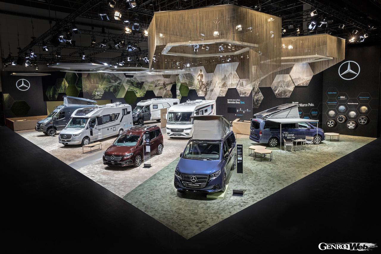 キャラバン・サロン・デュッセルドルフでは、2023年夏に投入されたVクラスの改良新型をベースにしたキャンパー仕様「Vクラス マルコポーロ」が一般初公開された。