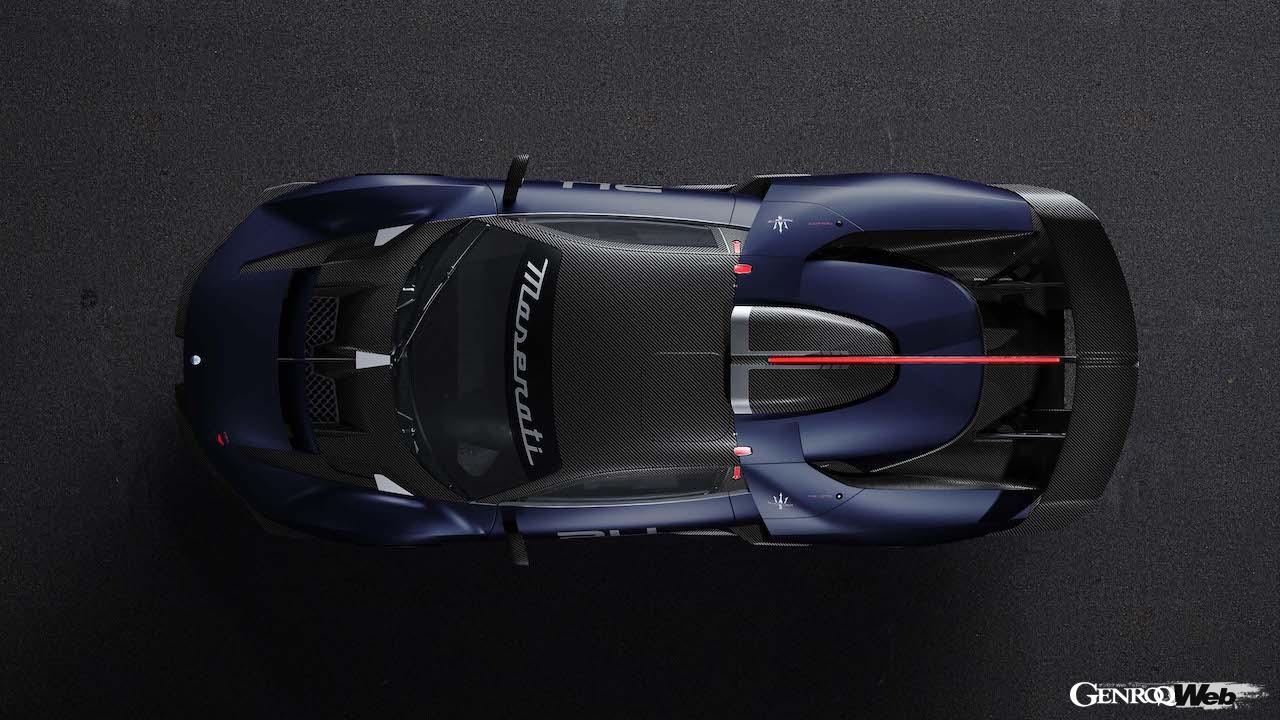 MC20をベースに開発された、サーキット専用スーパースポーツ「マセラティ MCエクストレーマ」のエクステリア。