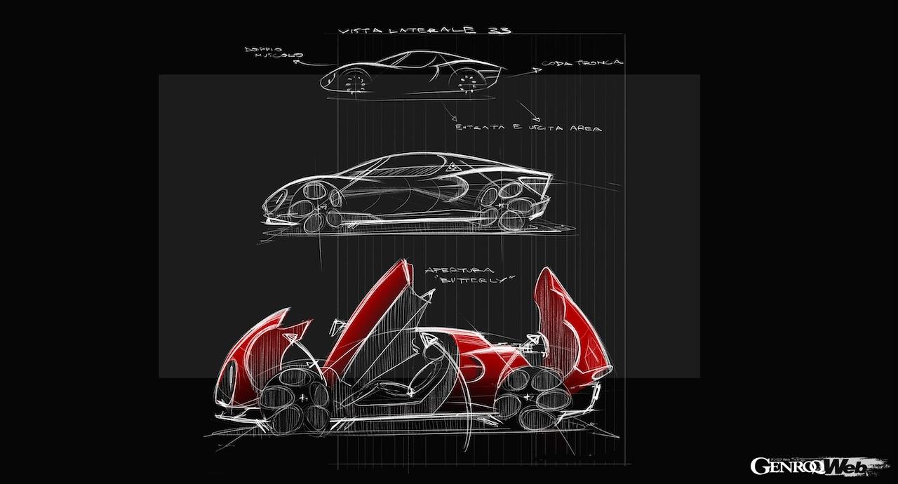 33台限定のスペシャルモデル「アルファロメオ 33 33 ストラダーレ」のデザインスケッチ。