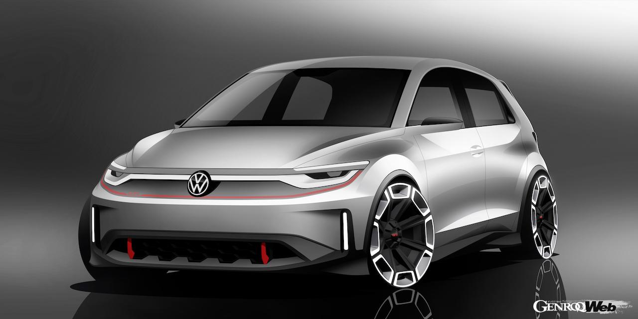 電動ホットハッチ「フォルクスワーゲン ID. GTI コンセプト」のデザインスケッチ。