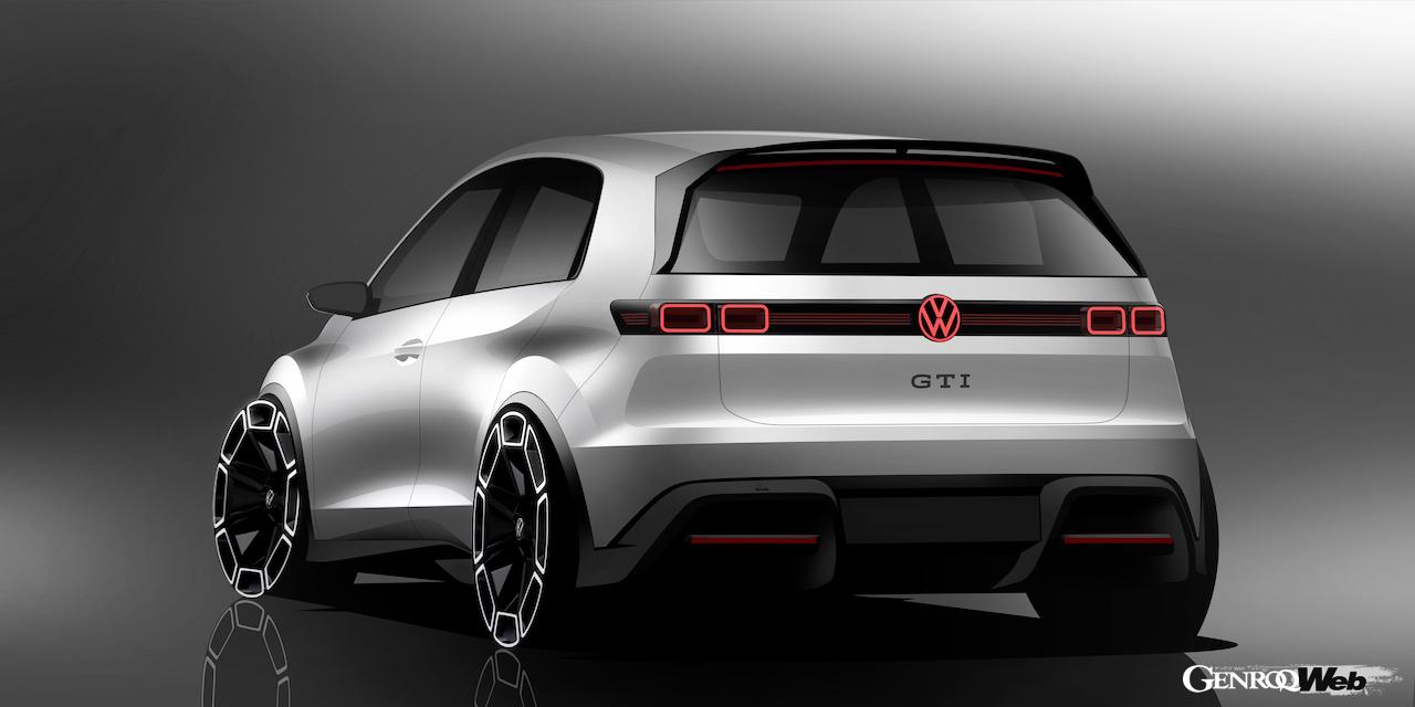 電動ホットハッチ「フォルクスワーゲン ID. GTI コンセプト」のデザインスケッチ。