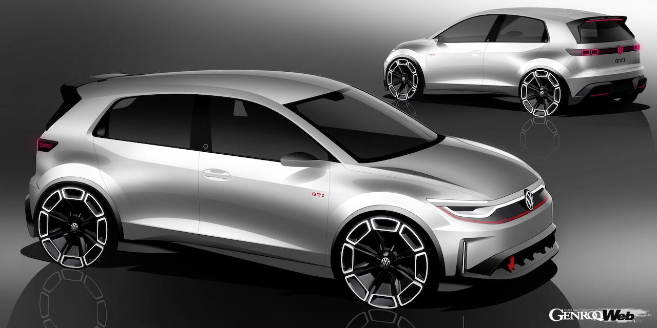 電動ホットハッチ「フォルクスワーゲン ID. GTI コンセプト」のデザインスケッチ。