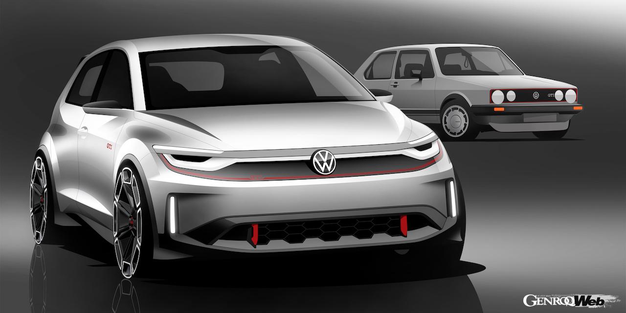 電動ホットハッチ「フォルクスワーゲン ID. GTI コンセプト」のデザインスケッチ。