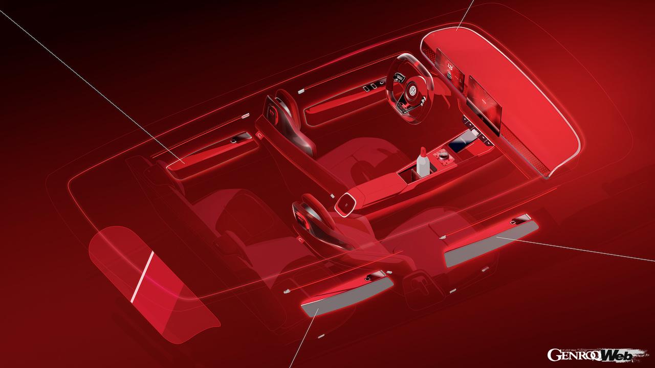電動ホットハッチ「フォルクスワーゲン ID. GTI コンセプト」のデザインスケッチ。