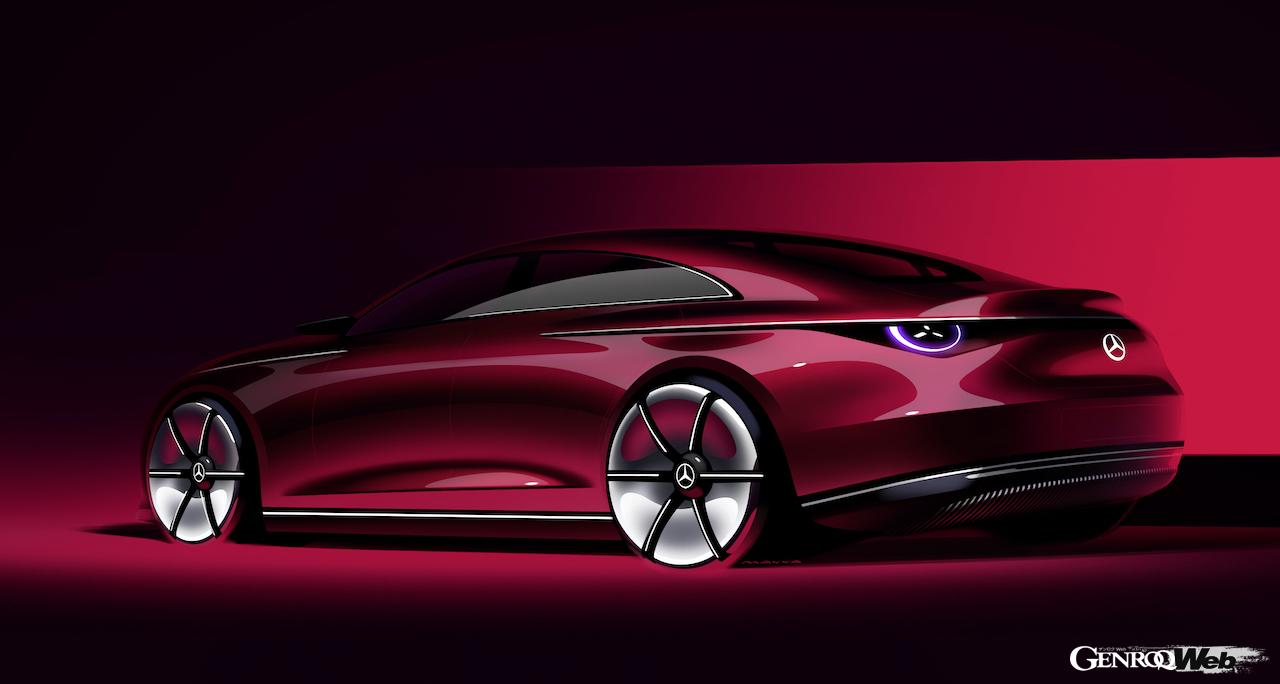 次世代フル電動エントリー・メルセデスを予告する「コンセプト CLA クラス」のデザインスケッチ。