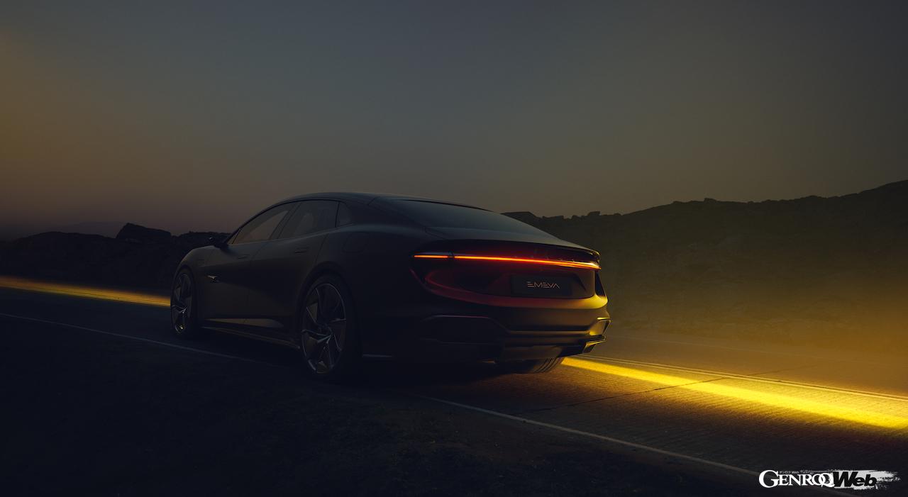 ロータス初の4ドア・フル電動フラッグシップ「エメヤ」のエクステリア。