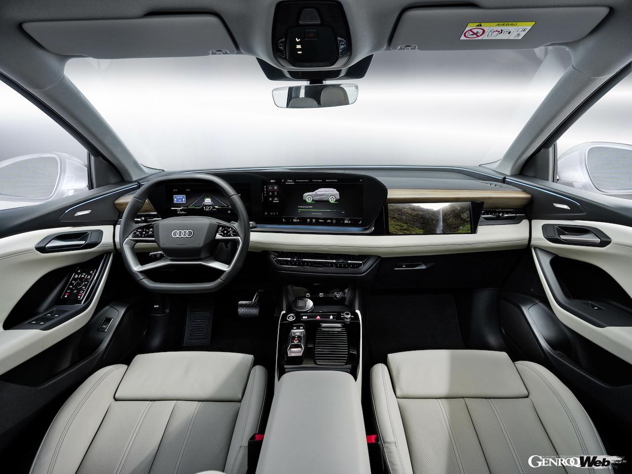 アウディが新たに開発した新世代インテリア・デザインが導入された「Q6 e-tron」。