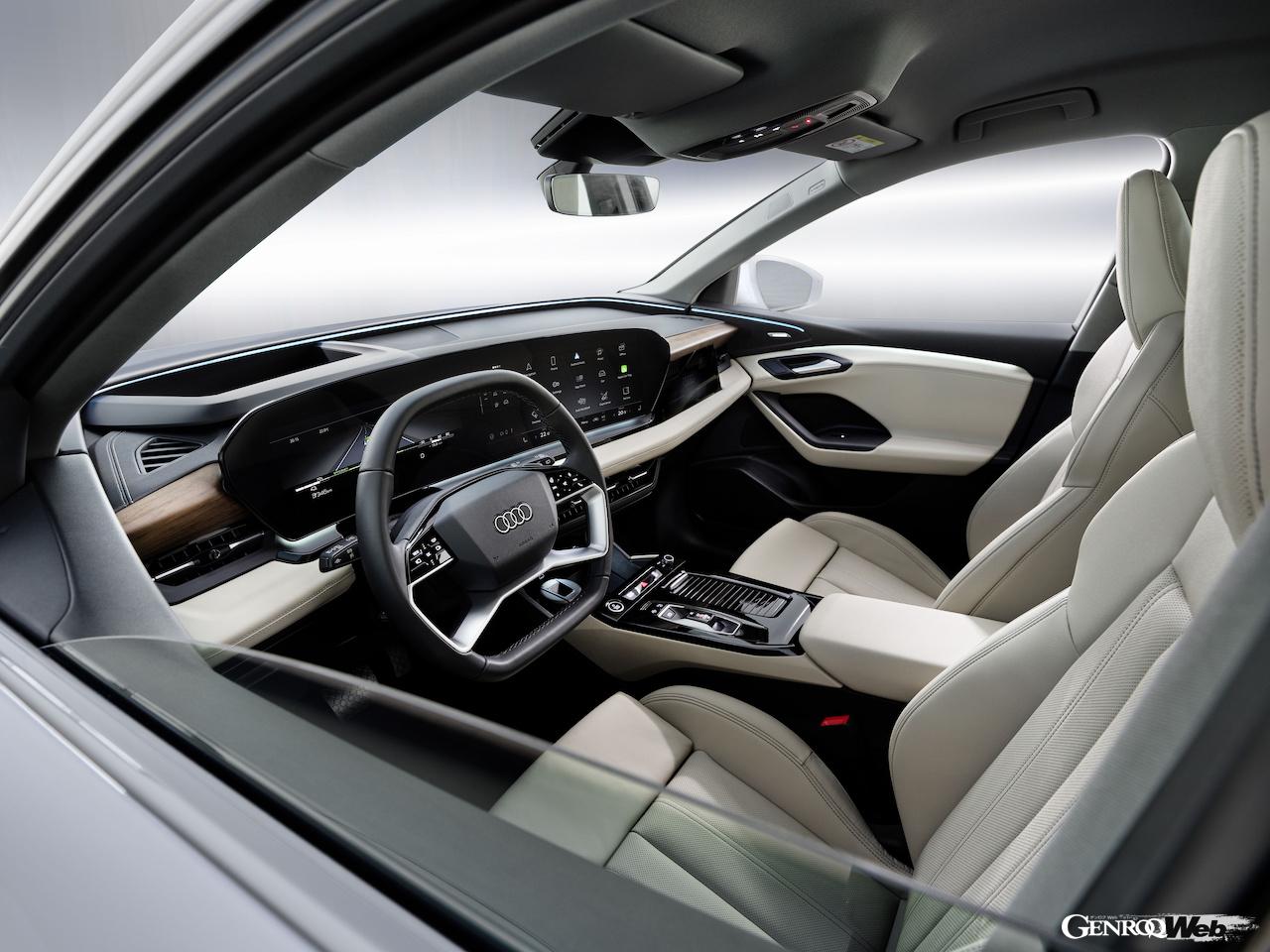 アウディが新たに開発した新世代インテリア・デザインが導入された「Q6 e-tron」。