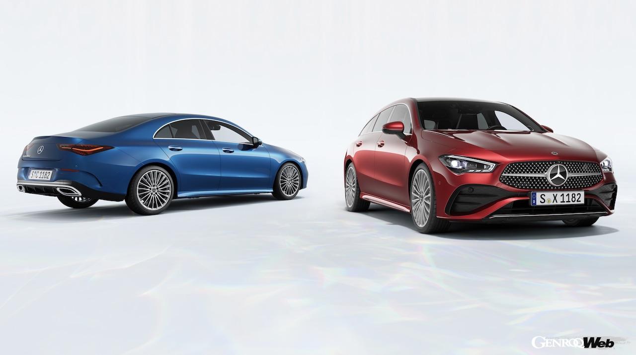 改良新型の日本導入が開始された、「メルセデス・ベンツ CLA（左）」と「メルセデス・ベンツ CLA シューティングブレーク（右）」。
