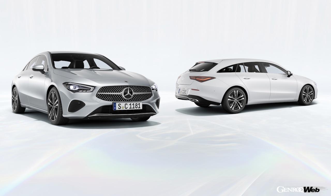 改良新型の日本導入が開始された、「メルセデス・ベンツ CLA（左）」と「メルセデス・ベンツ CLA シューティングブレーク（右）」。