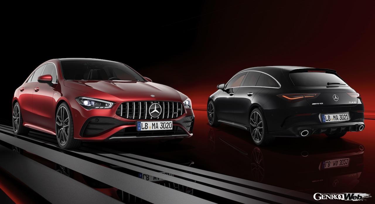 改良新型の日本導入が開始された、「メルセデス・ベンツ CLA（左）」と「メルセデス・ベンツ CLA シューティングブレーク（右）」。