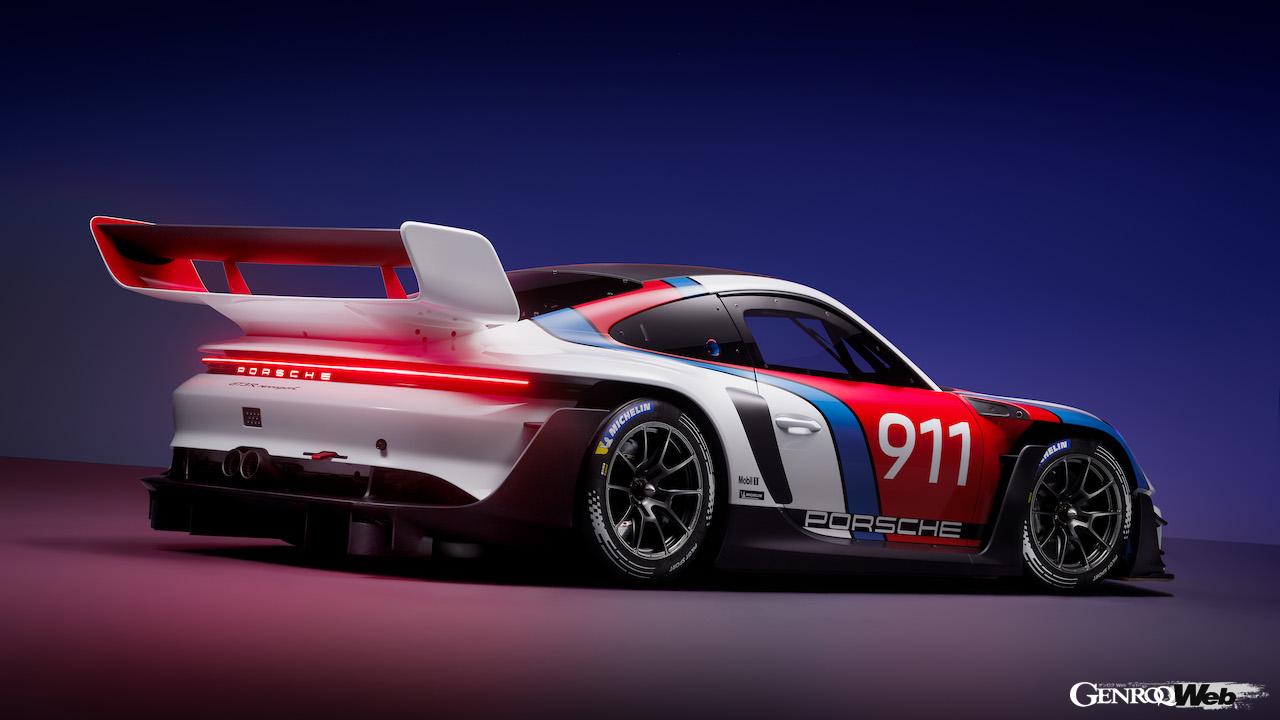 限定77台が製造されるトラックカー「ポルシェ 911 GT3 R レンシュポルト」のエクステリア。