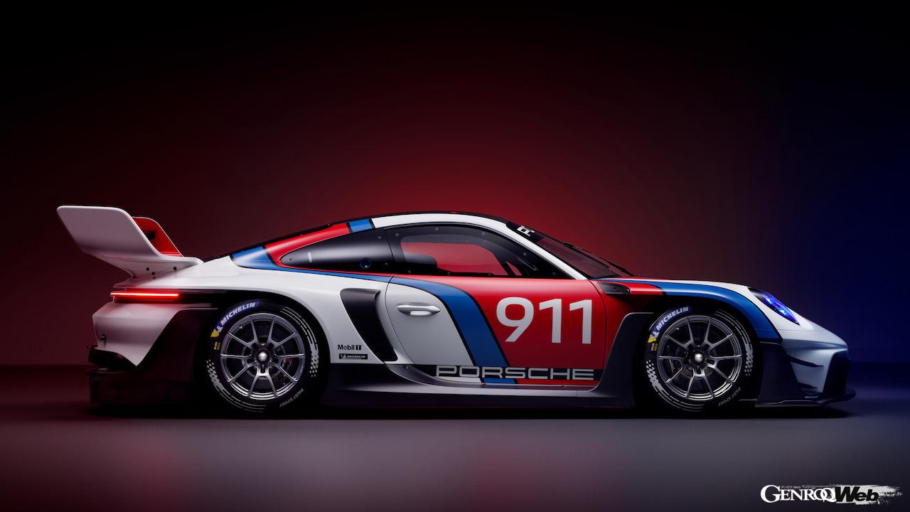 限定77台が製造されるトラックカー「ポルシェ 911 GT3 R レンシュポルト」のエクステリア。