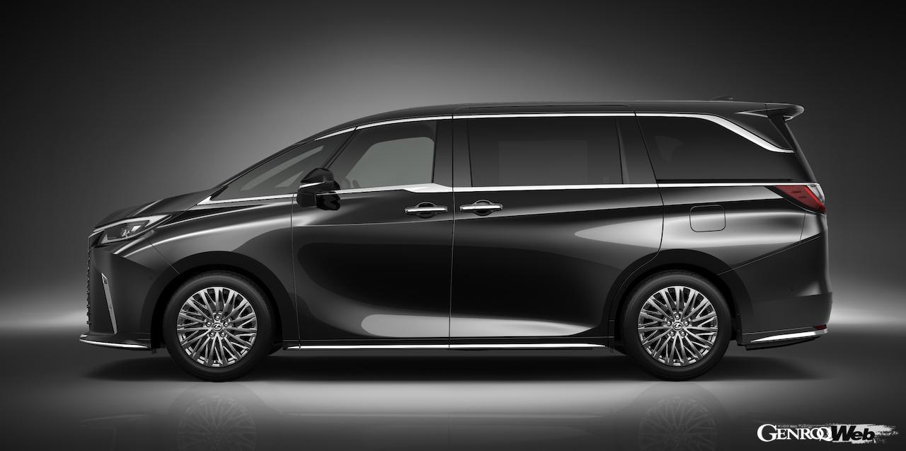 新型「レクサスLM」設定されたエクステリアカラー「グラファイトブラックガラスフレーク」。