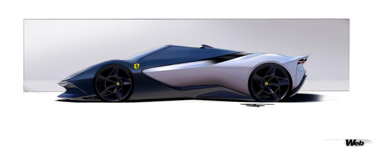 世界に1台のワンオフロードスター「SP-8」のデザインスケッチ。