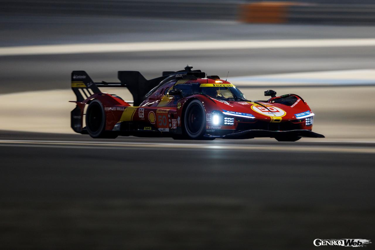 11月3日の日没後に行われた予選、フェラーリ 499P 50号車をドライブしたアントニオ・フオコが5番手タイムをマークした。