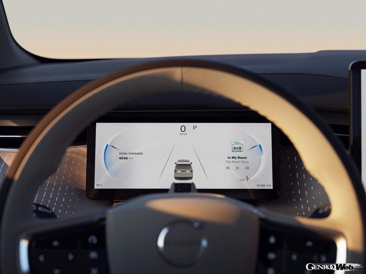 ボルボ初のフル電動マルチ・パーパス・バン「EM90」のインテリア。