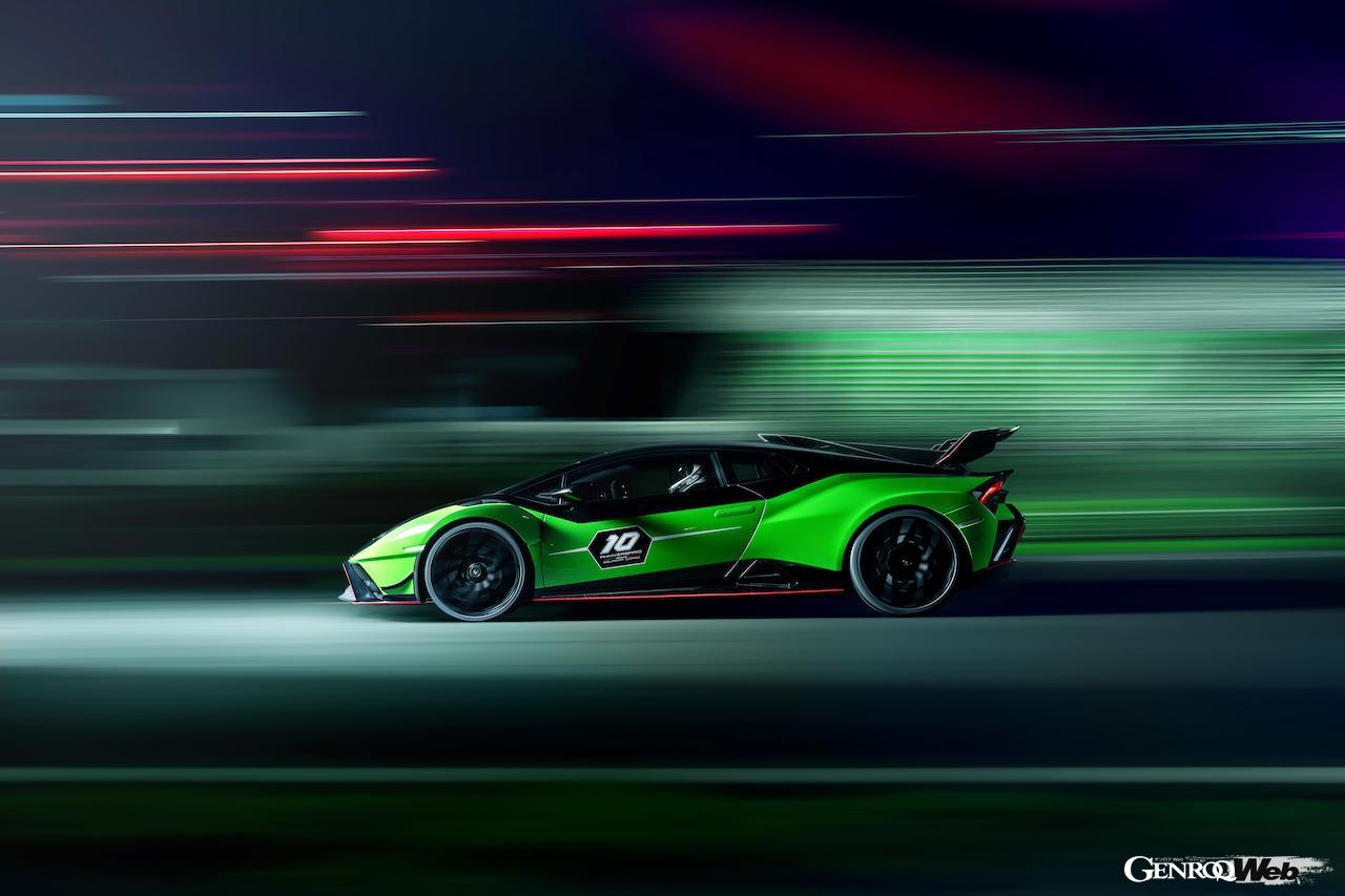 スクアドラ・コルセ10周年記念モデル「ランボルギーニ ウラカン STO SC 10° アニバーサリオ」のエクステリア。