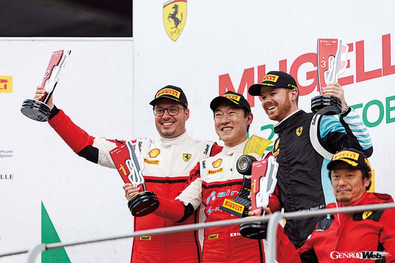 フェラーリチャレンジでは、ジャパンシリーズで圧倒的速さを見せる内田雄大選手がクラス優勝したり、欧州シリーズに参戦する礒崎元彦選手がクラスチャンピオンを獲得するなど、日本勢の層の厚さを見せた。