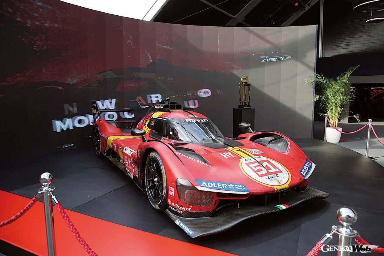 2023年のル・マン24時間レースのハイパーカークラスを制した499Pと、ニュルブルクリンク24時間レースで総合優勝を遂げた296 GT3。歴代F1マシンは数え切れないほど展示されていた。