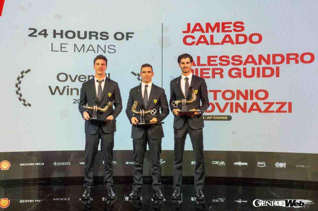 2023年シーズン、WECにワークスチームとして復帰したフェラーリは、499P 51号車をドライブしたグイディ、カラド、ジョヴィナッツィの3名がル・マンを勝利。この3名に特別賞が贈られている。