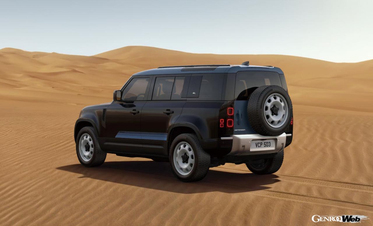 80台が導入される、サントリーニブラックの「ディフェンダー COUNTY EXTERIOR PACK CURATED FOR JAPAN」。