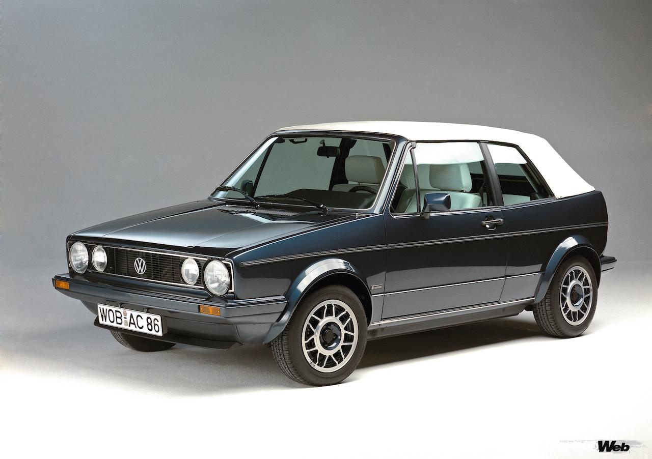 ゴルフは初代モデルから、ハッチバック以外にも、オープントップのカブリオレ（写真）やセダンボディのジェッタ、商用ピックアップのキャディなどをラインアップ。豊富なバリエーションは8代目の現行モデルでも引き継がれている。