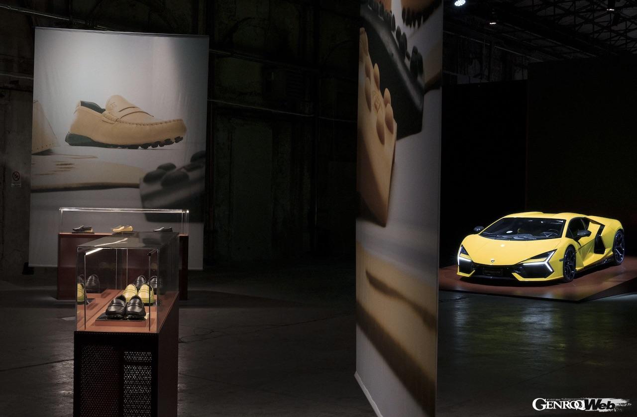 トッズとランボルギーニによる、最初のコラボレーションアイテムの公開の場として、フィレンツェで開催される国際的な紳士服の見本市「ピッティ・ウオモ」が選ばれた。