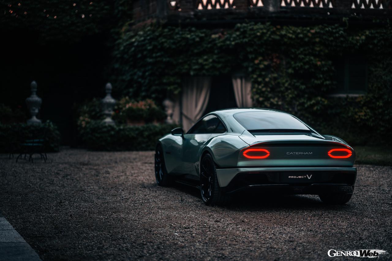 日本初公開を果たしたフル電動スポーツ「ケータハム プロジェクト V」のエクステリア。