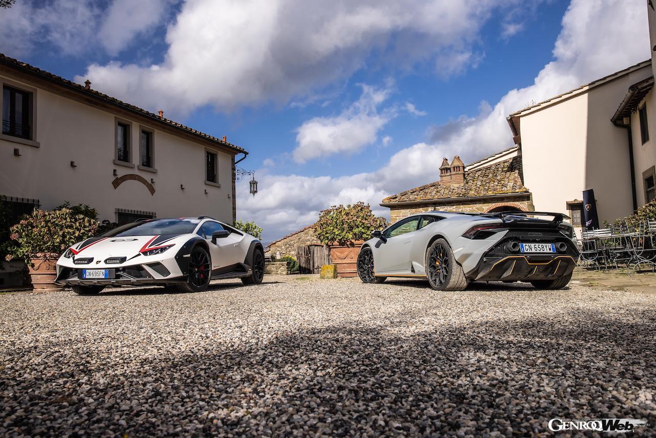 ウラカンの通算販売台数2万5000台達成を記念し、、ボローニャを起点にアベトーネ山脈のワインディングロードを走行するトリビュート・ツアーが開催された。