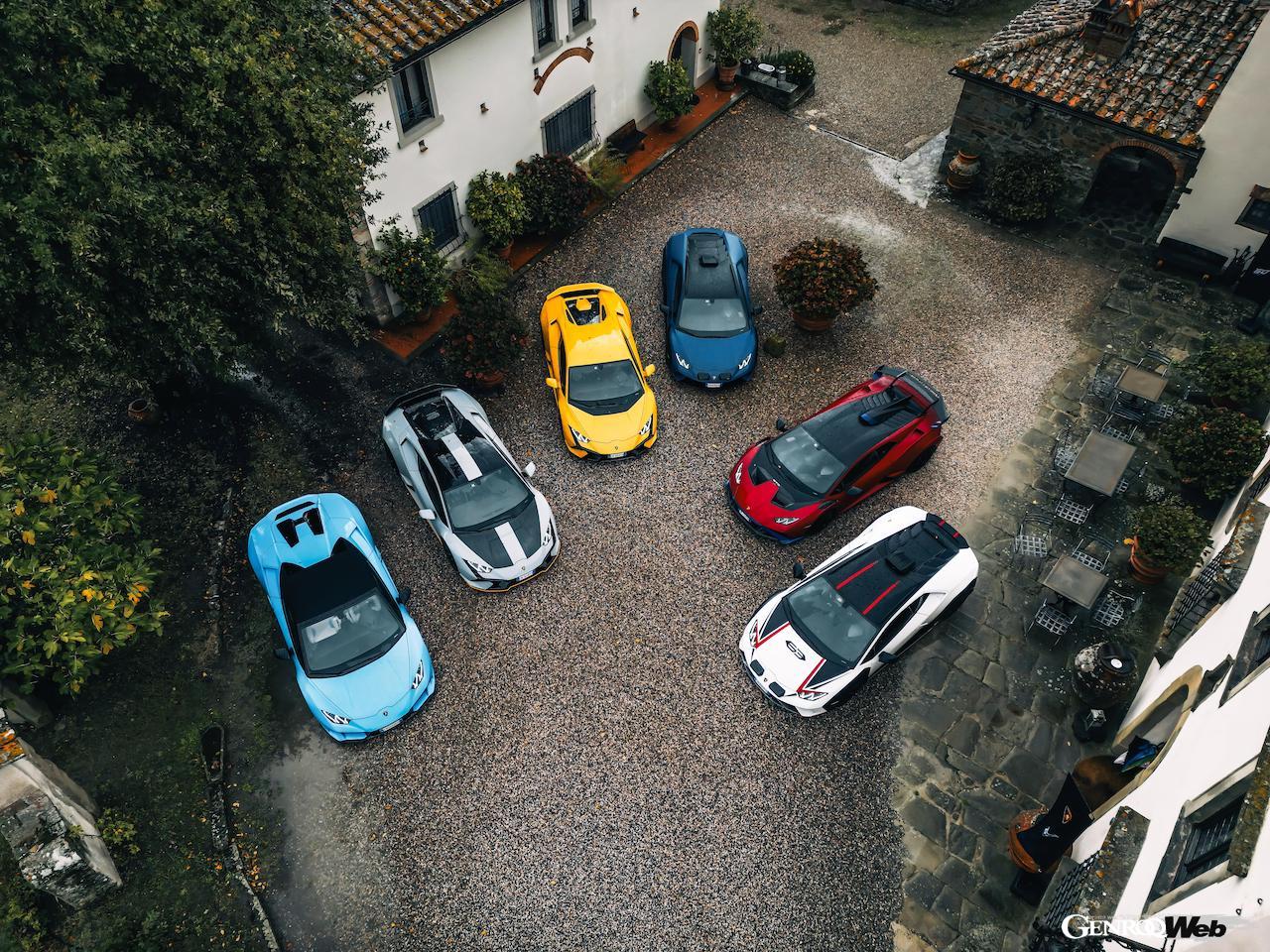 今回のウラカン・トリビュート・ツアーには、ウラカン ステラートやウラカン テクニカなど、最新ラインアップ6台が参加した。